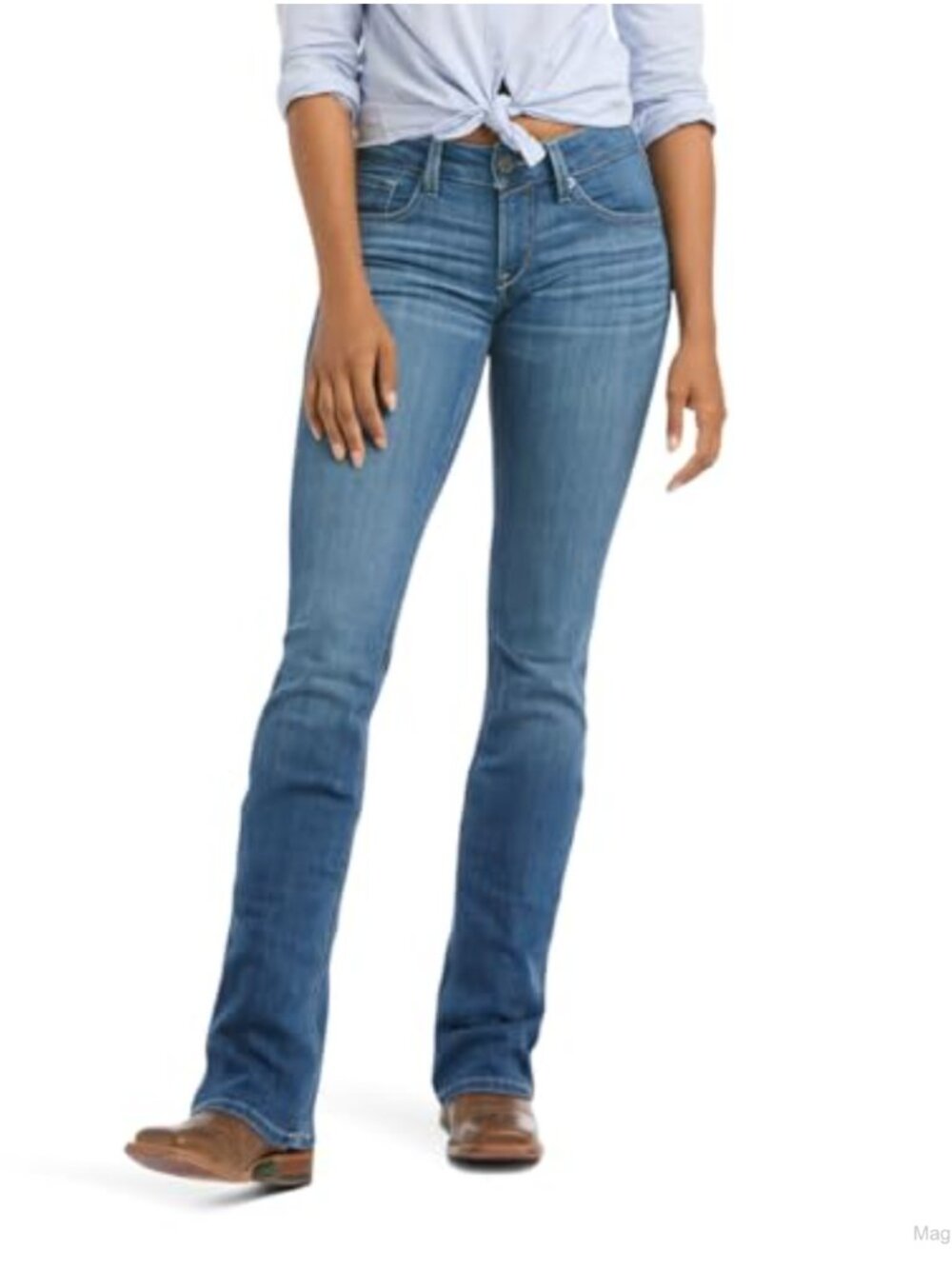 Mid-Rise Boot Cut Jeans 100% Cotton Denim for Work Outdoor Western